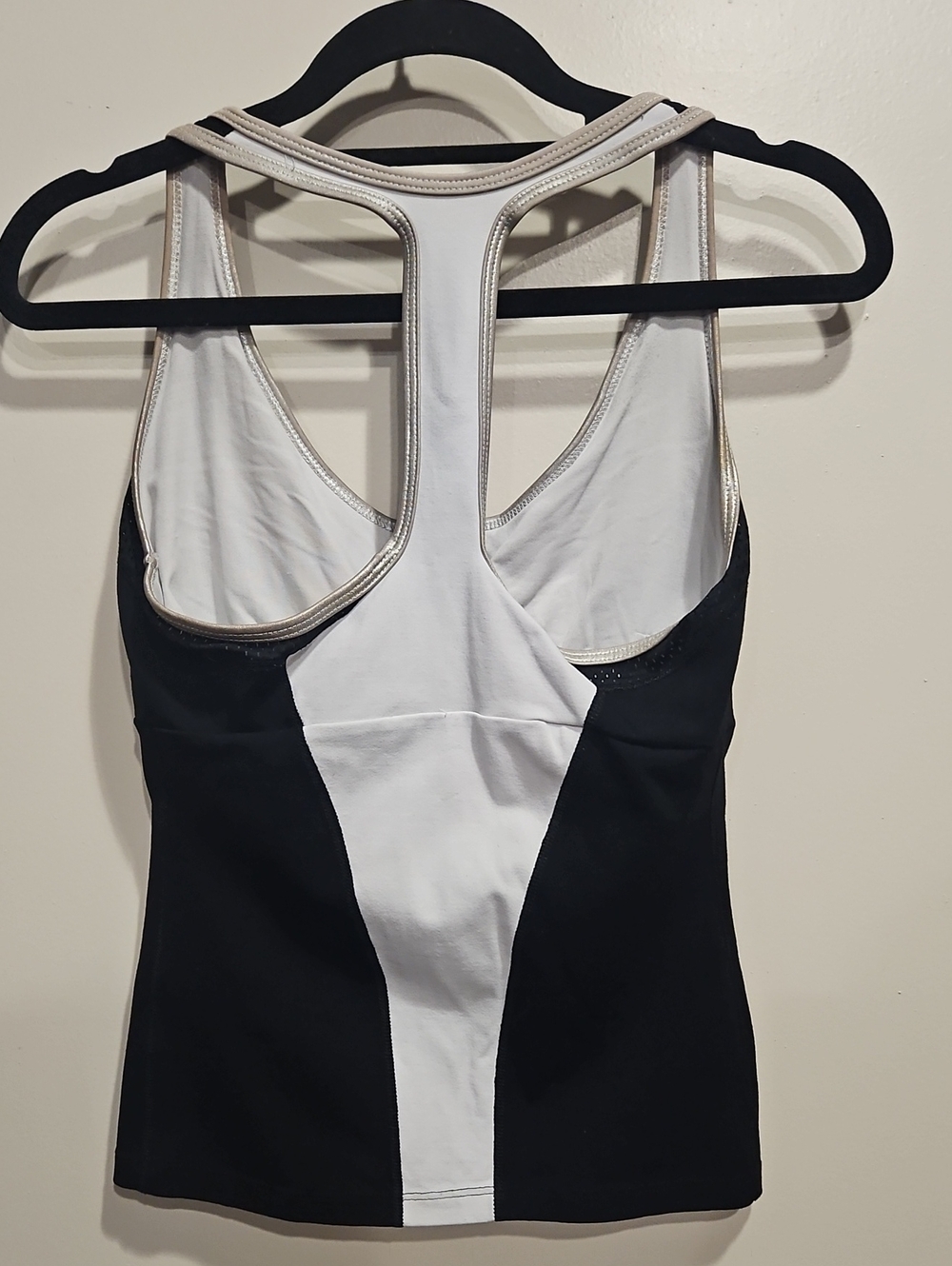 Bebe Black & White Racerback Tank Top with Front Zip Medium - Picture 3 of 6